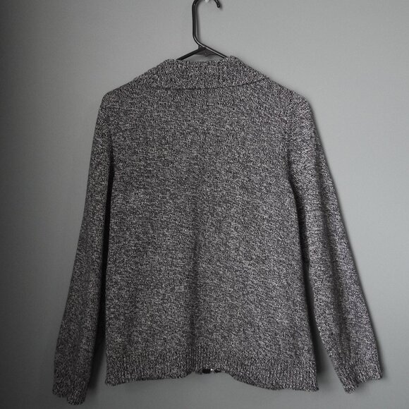 Allison Daley Black & White Full Zip Cardigan Sweater Petite Medium - Picture 7 of 7